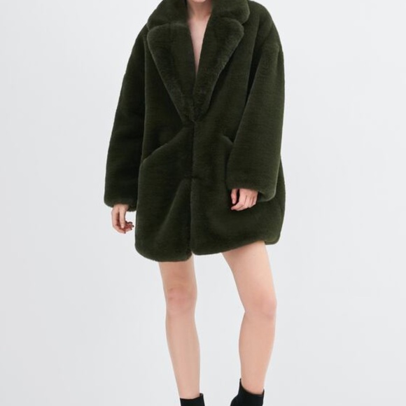 green fur jacket zara